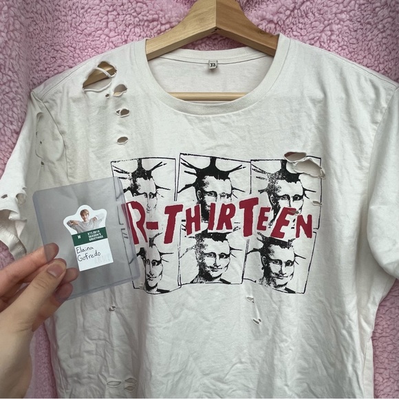 BTS Jimin R13 Mona Lisa Boy Distressed Printed Cotton-Jersey T-shirt - Picture 2 of 7